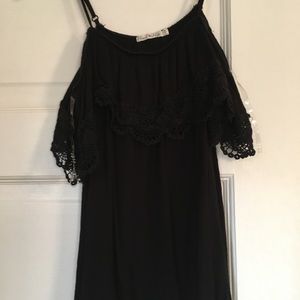 Black spaghetti strap off the shoulder top